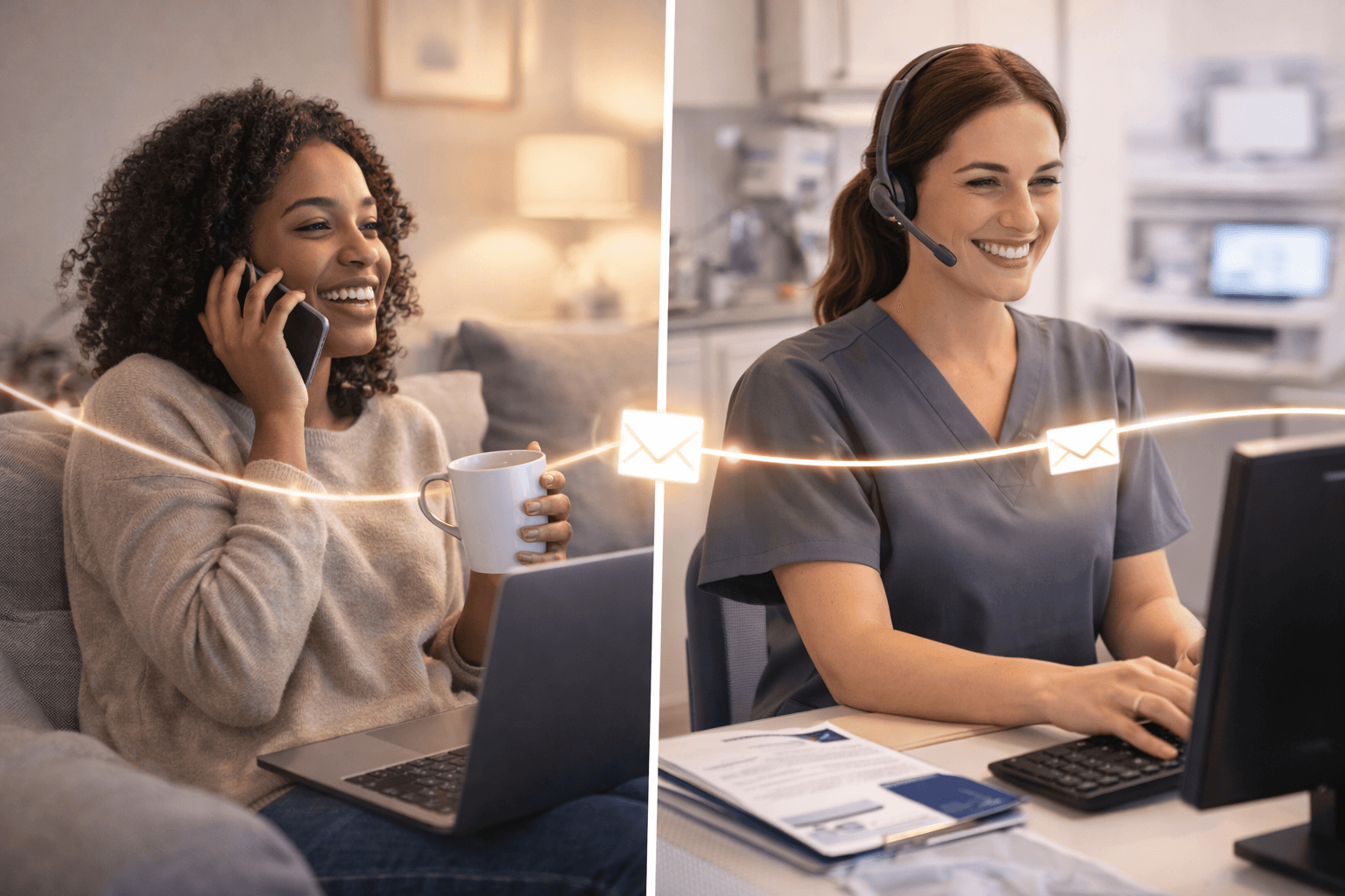 Dental receptionist on the phone converting a patient enquiry into a booking